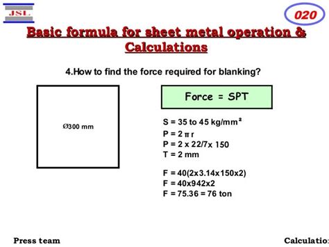 sheet metal blanking force calculation|total blanking force formula.